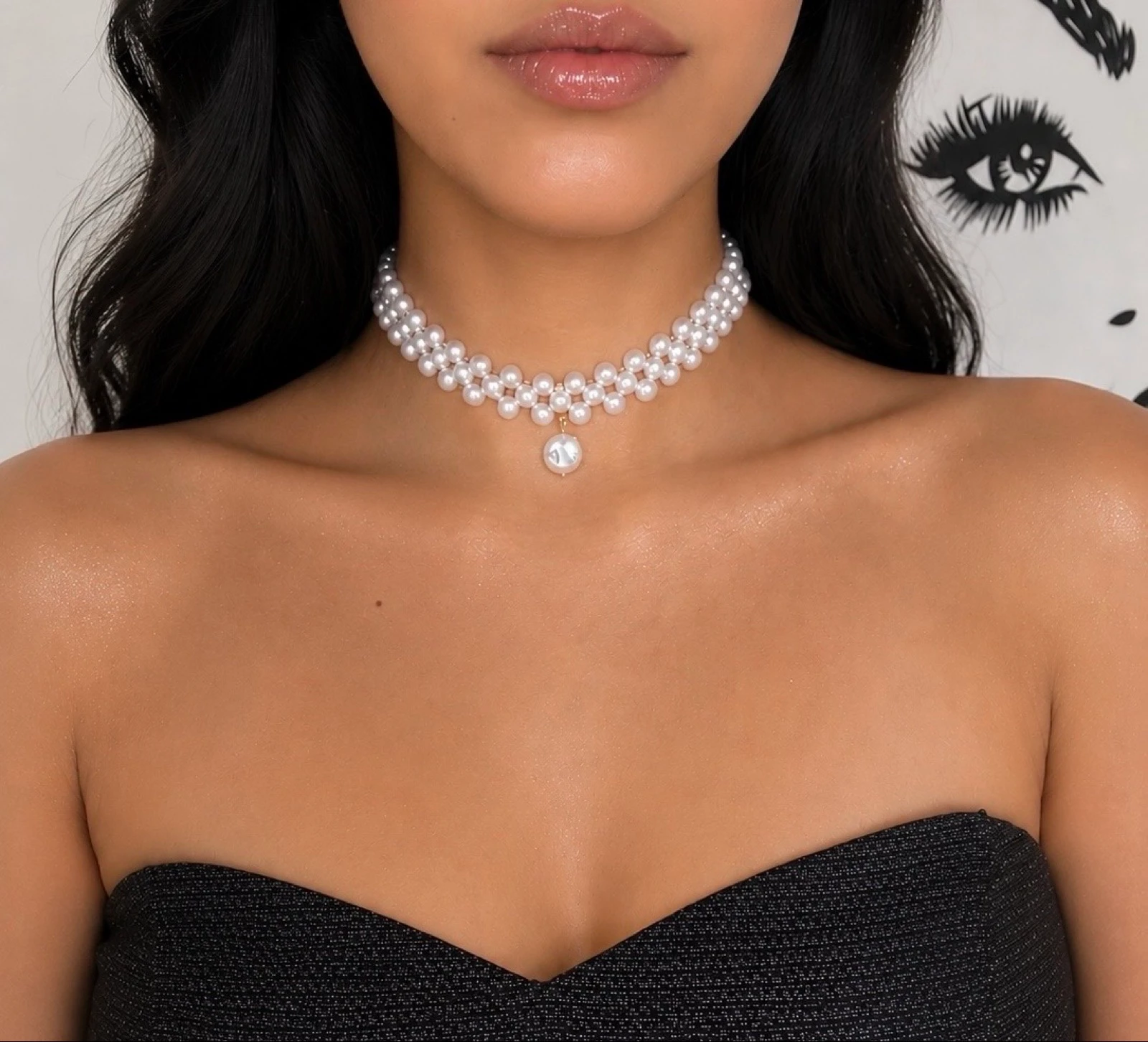Collier choker perles élégantes